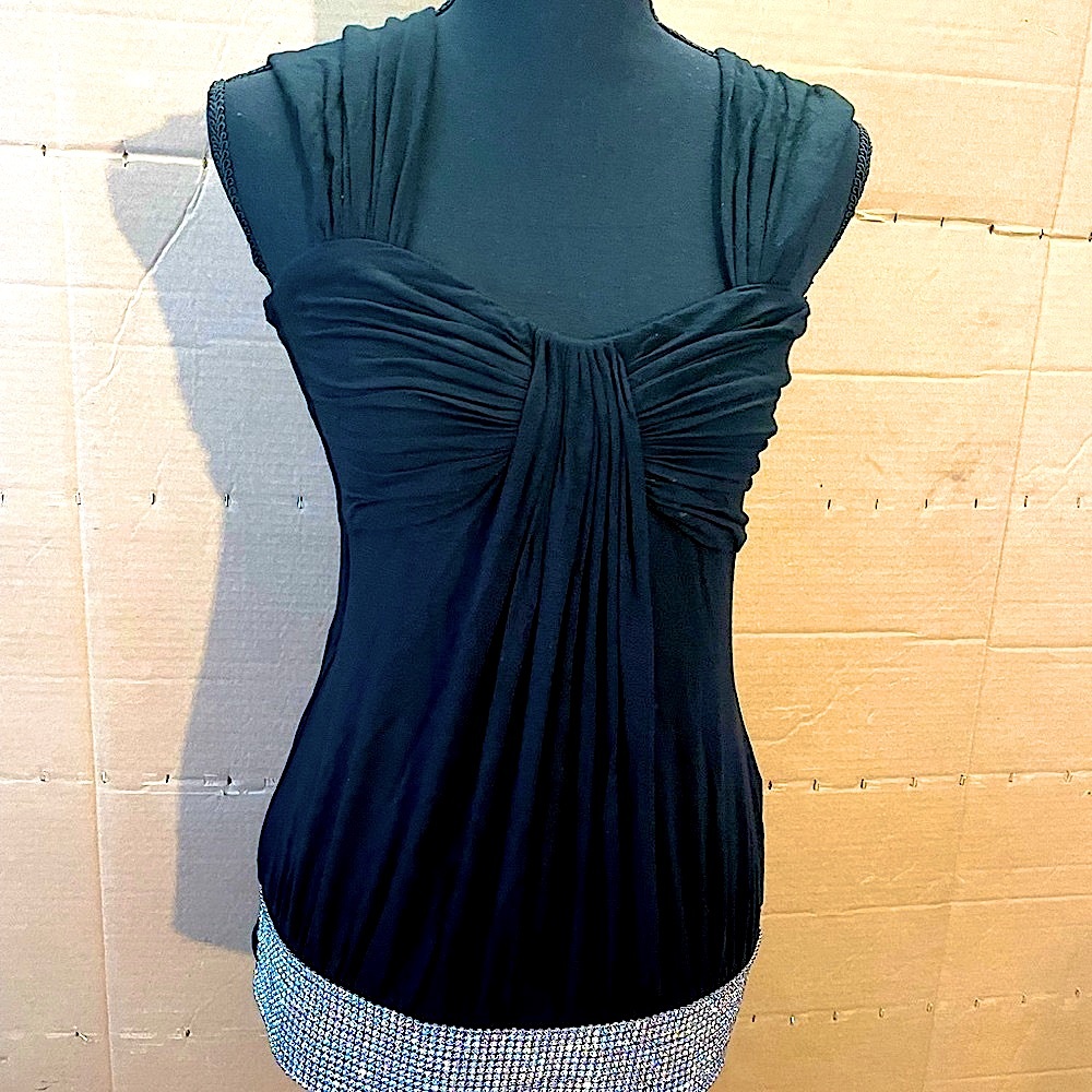 Sky Black Ruched Sleeveless Bodysuit